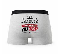 Planetee Caleçon Gris Lorenzo Toujours au Top Taille S - Dos - Humour Boxer Coton Motif Métier Idée Cadeau Anniversaire Noël Homme