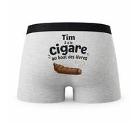 Planetee Caleçon Gris Tim au Bout des levres Taille S - Dos - Humour Boxer Coton Motif Métier Idée Cadeau Anniversaire Noël Homme