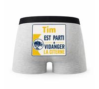 Planetee Caleçon Gris Tim Vidanger la citerne Taille S - Dos - Humour Boxer Coton Motif Métier Idée Cadeau Anniversaire Noël Homme