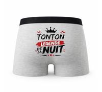 Planetee Caleçon Gris Tonton Legende de la Nuit Taille M - Dos - Humour Boxer Coton Motif Métier Idée Cadeau Anniversaire Noël Homme