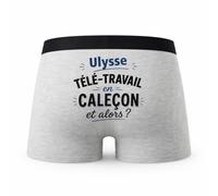 Planetee Caleçon Gris Ulysse Teletravail en Calecon Taille XXL - Dos - Humour Boxer Coton Motif Métier Idée Cadeau Anniversaire Noël Homme
