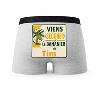Planetee Caleçon Gris Viens secouer Tim Taille S - Dos - Humour Boxer Coton Motif Métier Idée Cadeau Anniversaire Noël Homme