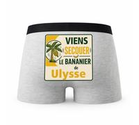Planetee Caleçon Gris Viens secouer Ulysse Taille XXL - Dos - Humour Boxer Coton Motif Métier Idée Cadeau Anniversaire Noël Homme