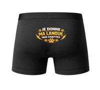 Planetee Caleçon Je Donne Ma Langue aux Chattes - Humour Boxer Coton Motif Idée Cadeau