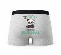 Planetee Caleçon Jean-Louis Pas Touche Panda - Humour Boxer Gris Idée Cadeau - Taille M