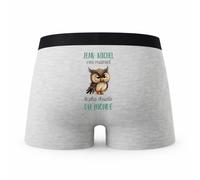 Planetee Caleçon Jean-Michel Le Plus Chouette - Humour Boxer Gris Idée Cadeau - Taille M