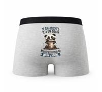 Planetee Caleçon Jean-Michel Panda Grain - Humour Boxer Gris Idée Cadeau - Taille S