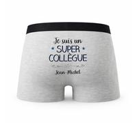 Planetee Caleçon Jean - Michel Un Super Collègue - Humour Boxer Gris Idée Cadeau - Taille XL