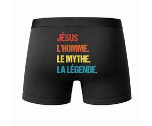Planetee Caleçon Jésus Mythe Légende Vintage Taille M - Dos - Humour Boxer Coton Motif Métier Idée Cadeau Anniversaire Noël Homme