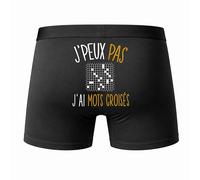 Planetee Caleçon J'peux Pas J'Ai Mots Croisés - Humour Boxer Coton Idée Cadeau L