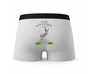 Planetee Caleçon Julien Têtu comme Un Âne - Humour Boxer Gris Idée Cadeau - Taille L
