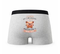 Planetee Caleçon La Sportive Caractère de Cochon - Humour Boxer Gris Idée Cadeau - Taille XL