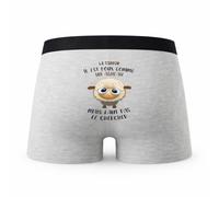 Planetee Caleçon Le Tireur Agneau - Humour Boxer Gris Idée Cadeau - Taille L