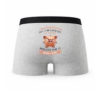Planetee Caleçon Leducatrice Sportive Caractère de Cochon - Humour Boxer Gris Idée Cadeau - Taille S