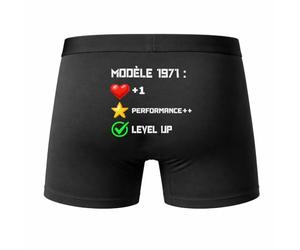 Planetee Caleçon Level Up 1971 - Humour Boxer Coton Jeu Vidéo Idée Cadeau Anniversaire - Taille S