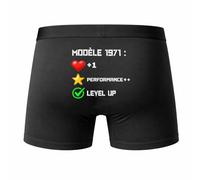 Planetee Caleçon Level Up 1971 - Humour Boxer Coton Jeu Vidéo Idée Cadeau Anniversaire - Taille XL