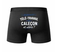 Planetee Caleçon lInfluenceur Tele-Travail en Calecon Taille S - Dos - Humour Boxer Coton Motif Métier Idée Cadeau Anniversaire Noël Homme