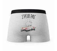 Planetee Caleçon Longboard - Humour Boxer Gris Idée Cadeau Passion - Taille L