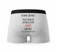 Planetee Caleçon Louis ça n'existe Pas Homme - Humour Boxer Gris Idée Cadeau - Taille M