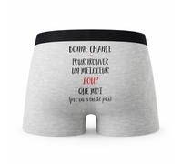 Planetee Caleçon Loup ça n'existe Pas Homme - Humour Boxer Gris Idée Cadeau - Taille M