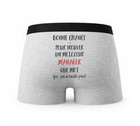 Planetee Caleçon Manager ça n'existe Pas Homme - Humour Boxer Gris Idée Cadeau - Taille L