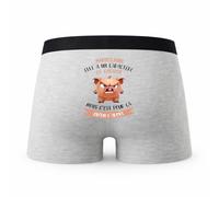 Planetee Caleçon Marie-Laure Caractère de Cochon - Humour Boxer Gris Idée Cadeau - Taille S