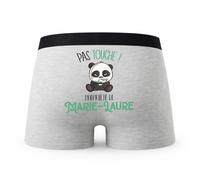 Planetee Caleçon Marie-Laure Pas Touche Panda - Humour Boxer Gris Idée Cadeau - Taille L