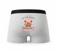 Planetee Caleçon Marie-Noelle Caractère de Cochon - Humour Boxer Gris Idée Cadeau - Taille XL