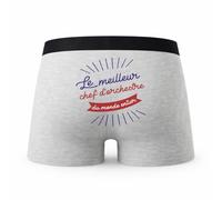 Planetee Caleçon Meilleur Chef D_Orchestre du Monde - Humour Boxer Gris Idée Cadeau - Taille XXL
