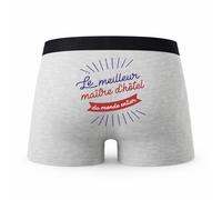 Planetee Caleçon Meilleur Maitre D_Hotel du Monde - Humour Boxer Gris Idée Cadeau - Taille S
