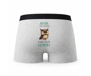 Planetee Caleçon Melodie la Plus Chouette - Humour Boxer Gris Idée Cadeau - Taille XXL