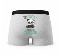 Planetee Caleçon Melodie Pas Touche Panda - Humour Boxer Gris Idée Cadeau - Taille L