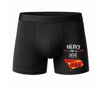 Planetee Caleçon Merci Pépé Génial Taille S - Face - Humour Boxer Coton Motif Métier Idée Cadeau Anniversaire Noël Homme