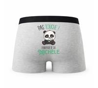 Planetee Caleçon Michele Pas Touche Panda - Humour Boxer Gris Idée Cadeau - Taille S