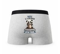 Planetee Caleçon Moise Panda Grain - Humour Boxer Gris Idée Cadeau - Taille M