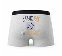 Planetee Caleçon Mots Croises - Humour Boxer Gris Idée Cadeau Passion - Taille XXL