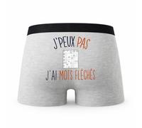 Planetee Caleçon Mots Fleches - Humour Boxer Gris Idée Cadeau Passion - Taille M