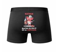 Planetee Caleçon Nathan Maitre du Feu et de la Chipolata - Humour Boxer Coton Idée Cadeau BBQ - Taille XXL