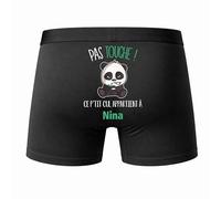 Planetee Caleçon Nina Pas Touche Taille L - Dos - Humour Boxer Coton Motif Métier Idée Cadeau Anniversaire Noël Homme