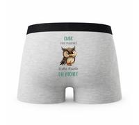 Planetee Caleçon Omar Le Plus Chouette - Humour Boxer Gris Idée Cadeau - Taille M