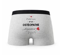 Planetee Caleçon Osteopathe d'amour - Humour Boxer Gris Idée Cadeau - Taille M