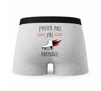 Planetee Caleçon Patinage 2 - Humour Boxer Gris Idée Cadeau Passion - Taille L