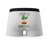 Planetee Caleçon Permaculture - Humour Boxer Gris Idée Cadeau Passion - Taille S