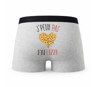 Planetee Caleçon Pizza - Humour Boxer Gris Idée Cadeau Passion - Taille XXL