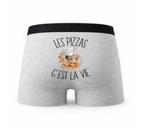 Planetee Caleçon Pizza - Humour Boxer Gris Passion Idée Cadeau - Taille XXL