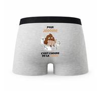 Planetee Caleçon pour Jerome Heure de la Pause - Humour Boxer Gris Idée Cadeau