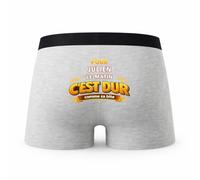 Planetee Caleçon pour Julien C'est Dur - Humour Boxer Gris Idée Cadeau Anniversaire - Taille L