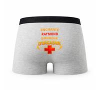 Planetee Caleçon Raymond Donneur d'Orgasme - Humour Boxer Gris Idée Cadeau - Taille S