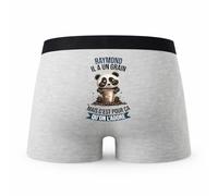 Planetee Caleçon Raymond Panda Grain - Humour Boxer Gris Idée Cadeau - Taille M