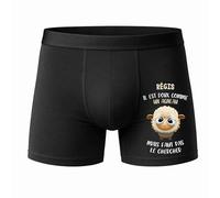 Planetee Caleçon Régis Agneau Taille S - Face - Humour Boxer Coton Motif Métier Idée Cadeau Anniversaire Noël Homme